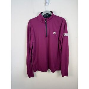 Greyson Mens Quarter Zip Pullover Plum Purple Teen Cancer America Logo Size L